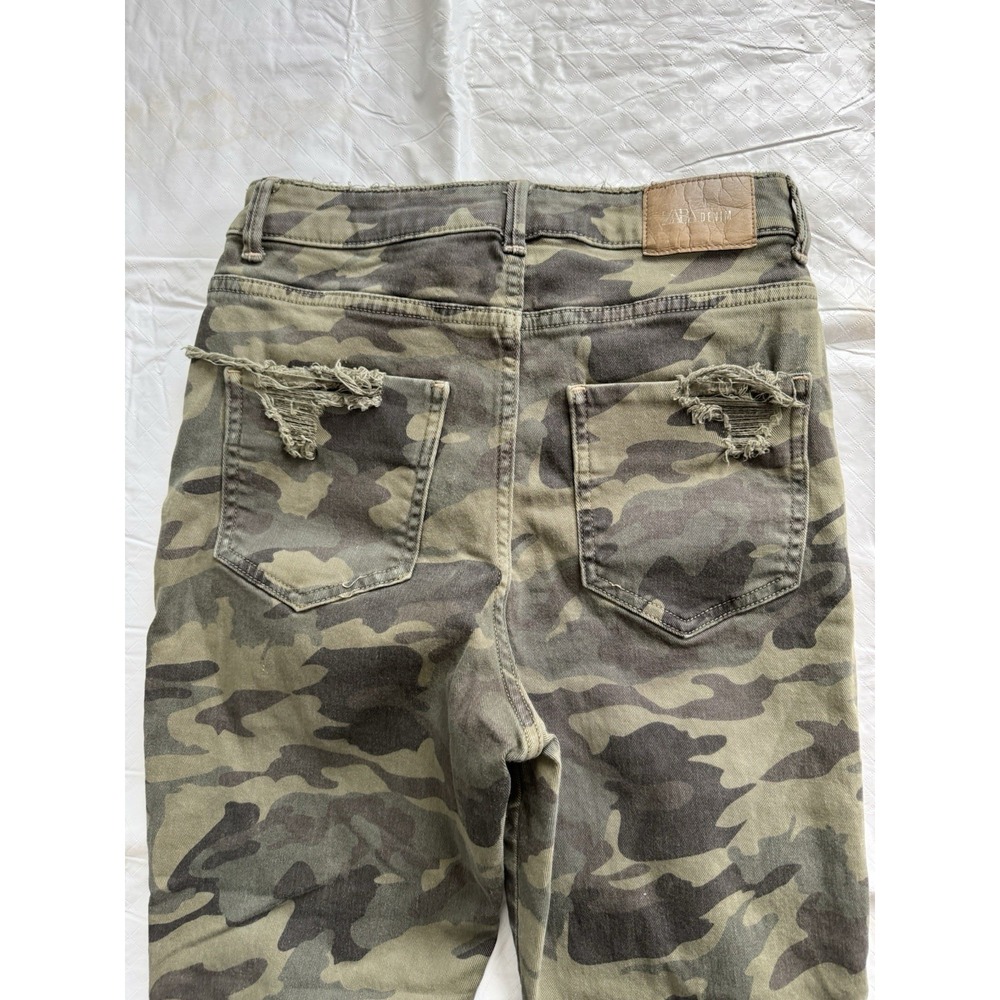 Zara Womens Camouflage Camo Print Low Rise Stretch Skinny Denim Jeans USA 6 - Picture 5 of 7